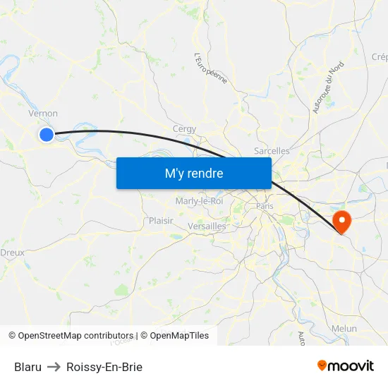 Blaru to Roissy-En-Brie map