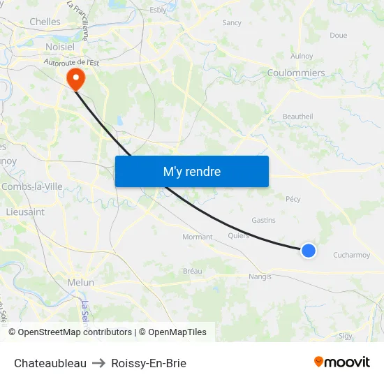 Chateaubleau to Roissy-En-Brie map
