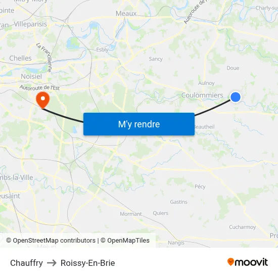 Chauffry to Roissy-En-Brie map