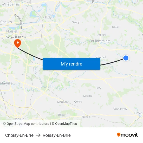 Choisy-En-Brie to Roissy-En-Brie map