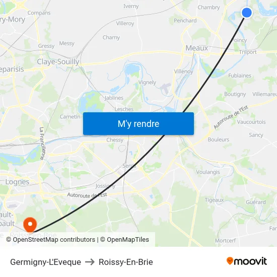 Germigny-L'Eveque to Roissy-En-Brie map