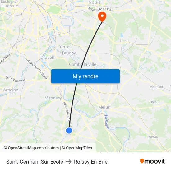 Saint-Germain-Sur-Ecole to Roissy-En-Brie map