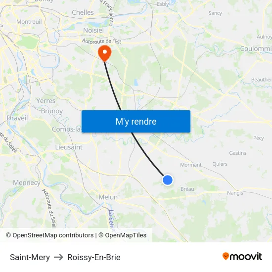 Saint-Mery to Roissy-En-Brie map