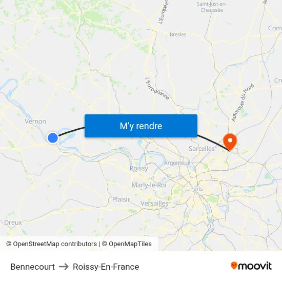 Bennecourt to Roissy-En-France map