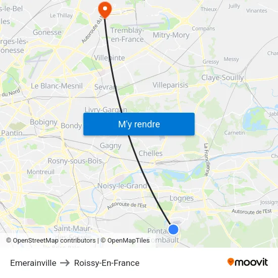 Emerainville to Roissy-En-France map