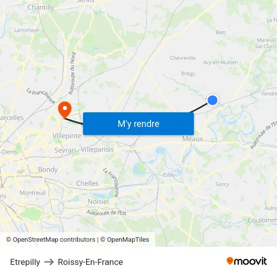 Etrepilly to Roissy-En-France map