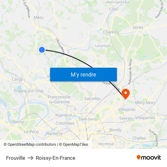 Frouville to Roissy-En-France map