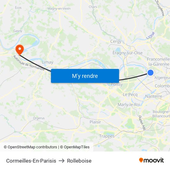 Cormeilles-En-Parisis to Rolleboise map