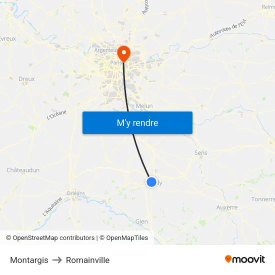 Montargis to Romainville map