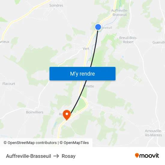 Auffreville-Brasseuil to Rosay map