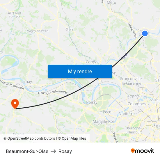 Beaumont-Sur-Oise to Rosay map