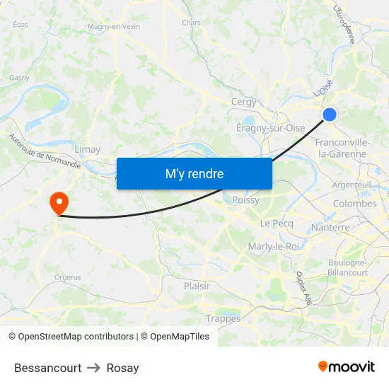 Bessancourt to Rosay map