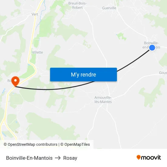 Boinville-En-Mantois to Rosay map