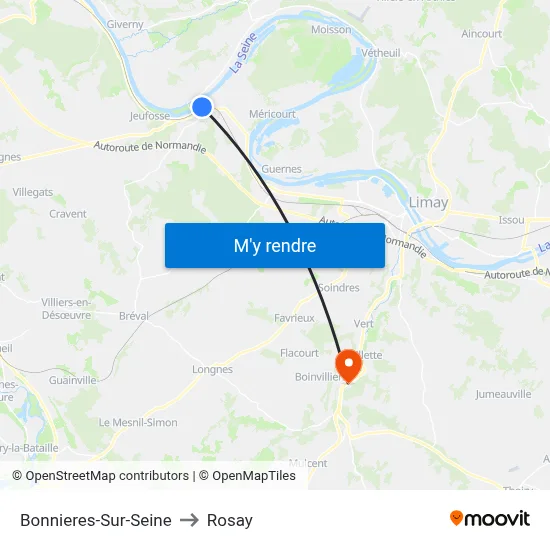 Bonnieres-Sur-Seine to Rosay map