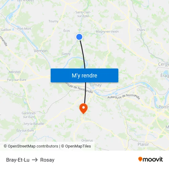 Bray-Et-Lu to Rosay map