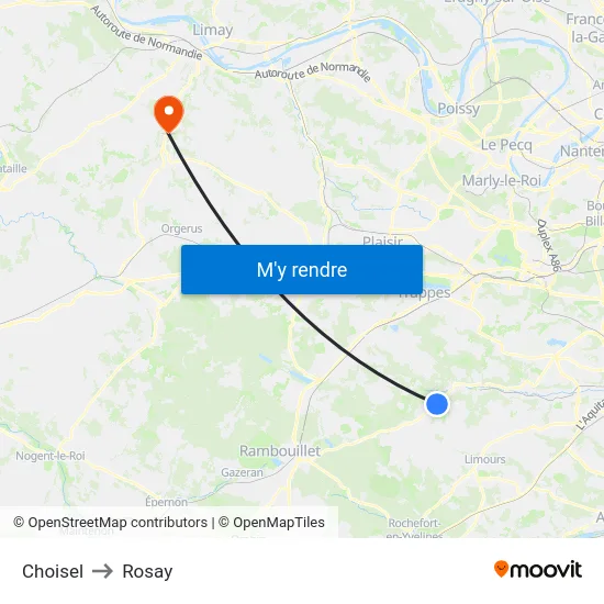 Choisel to Rosay map