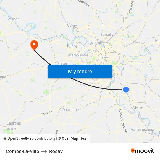 Combs-La-Ville to Rosay map
