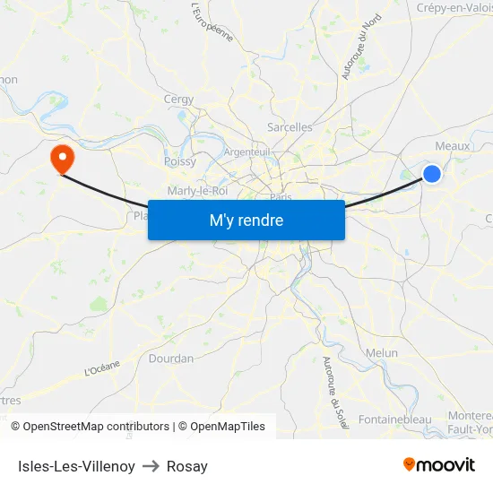 Isles-Les-Villenoy to Rosay map