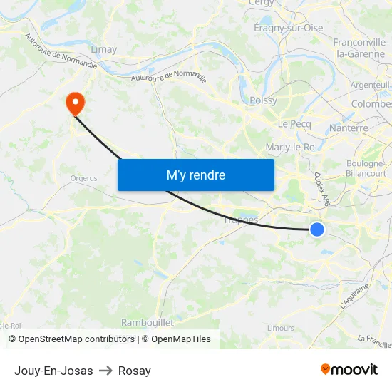 Jouy-En-Josas to Rosay map