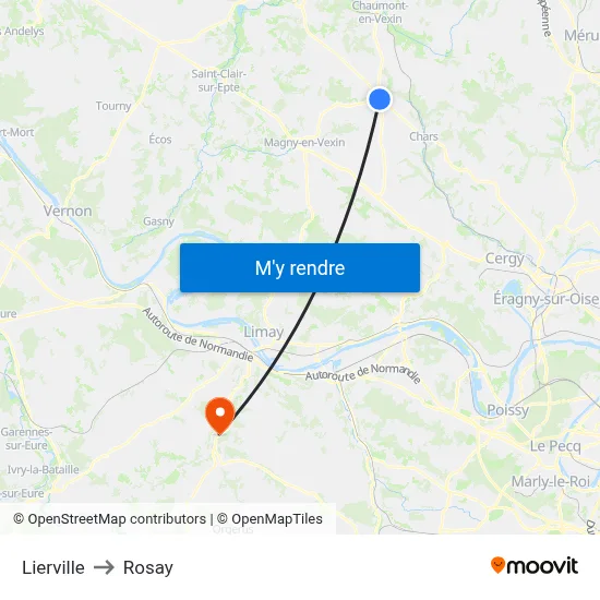 Lierville to Rosay map