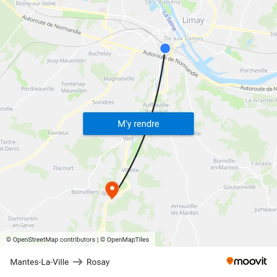 Mantes-La-Ville to Rosay map