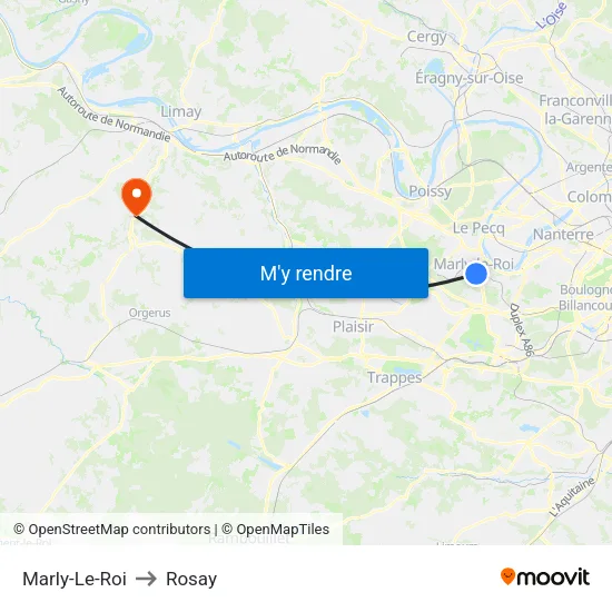 Marly-Le-Roi to Rosay map