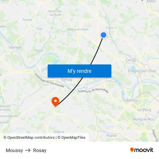 Moussy to Rosay map