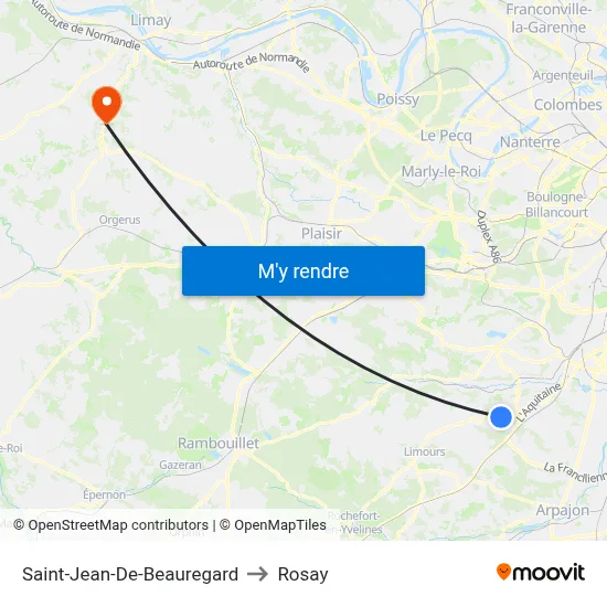 Saint-Jean-De-Beauregard to Rosay map