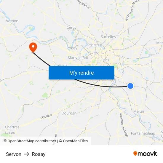Servon to Rosay map