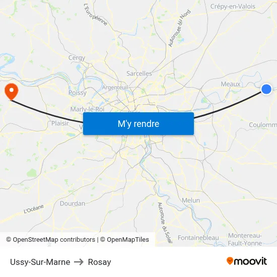 Ussy-Sur-Marne to Rosay map