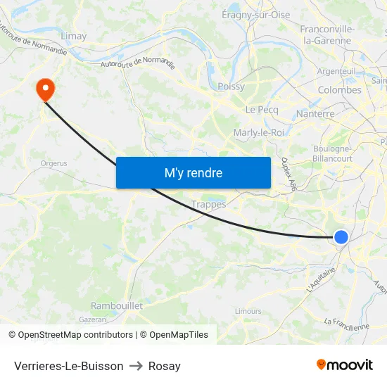 Verrieres-Le-Buisson to Rosay map