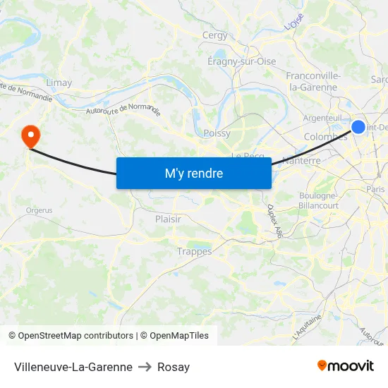 Villeneuve-La-Garenne to Rosay map