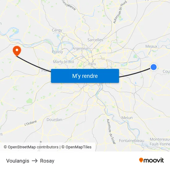 Voulangis to Rosay map