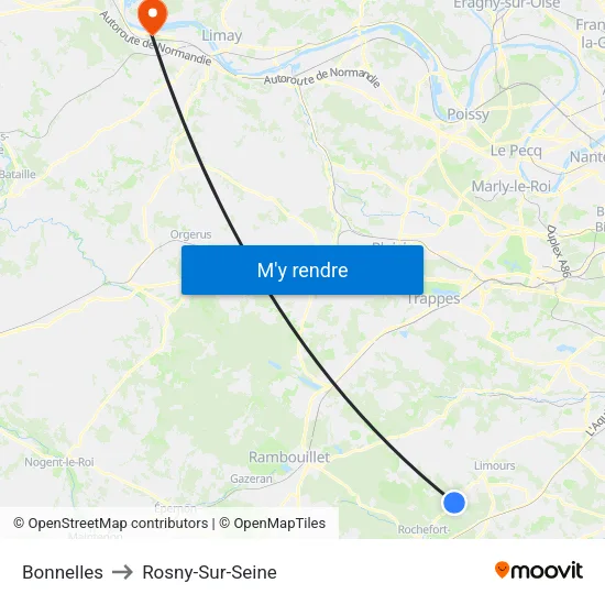 Bonnelles to Rosny-Sur-Seine map
