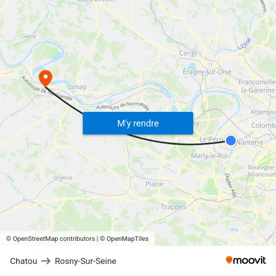 Chatou to Rosny-Sur-Seine map