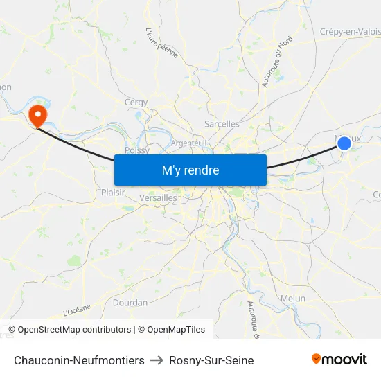Chauconin-Neufmontiers to Rosny-Sur-Seine map