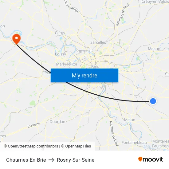 Chaumes-En-Brie to Rosny-Sur-Seine map