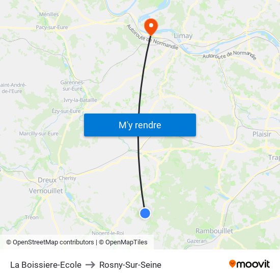 La Boissiere-Ecole to Rosny-Sur-Seine map