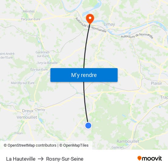 La Hauteville to Rosny-Sur-Seine map