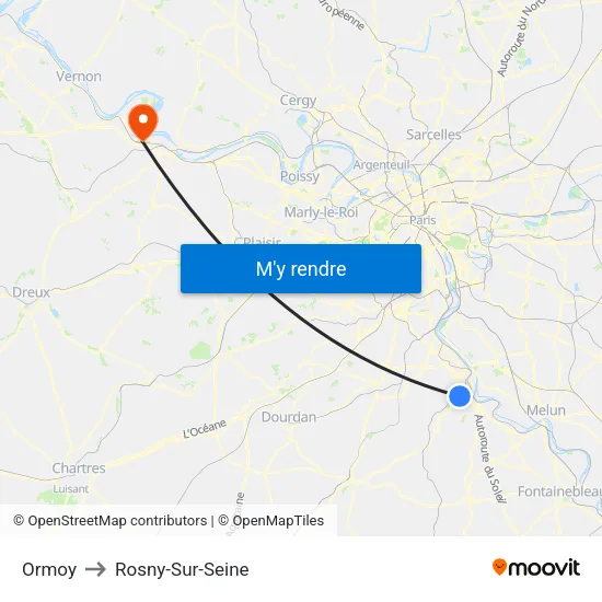 Ormoy to Rosny-Sur-Seine map