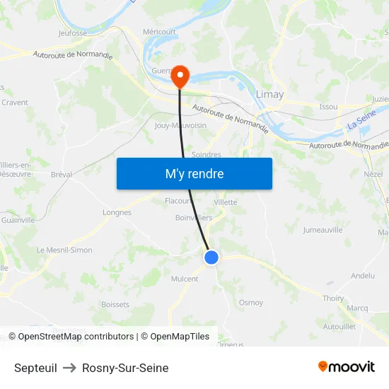 Septeuil to Rosny-Sur-Seine map