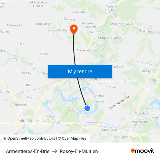 Armentieres-En-Brie to Rosoy-En-Multien map