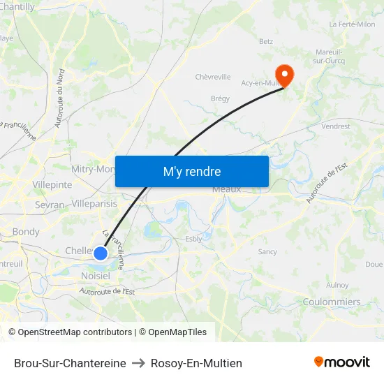 Brou-Sur-Chantereine to Rosoy-En-Multien map