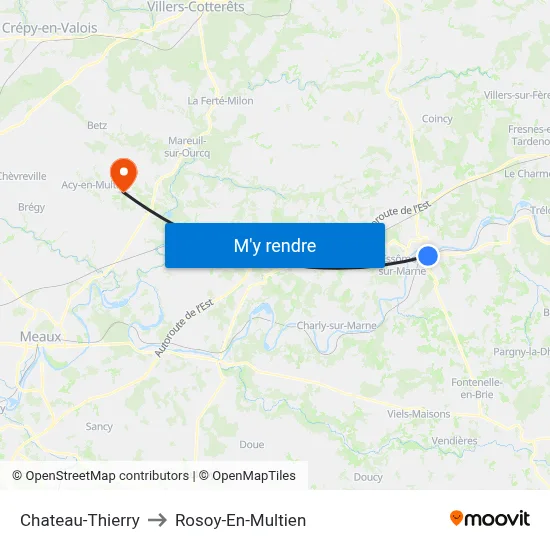 Chateau-Thierry to Rosoy-En-Multien map