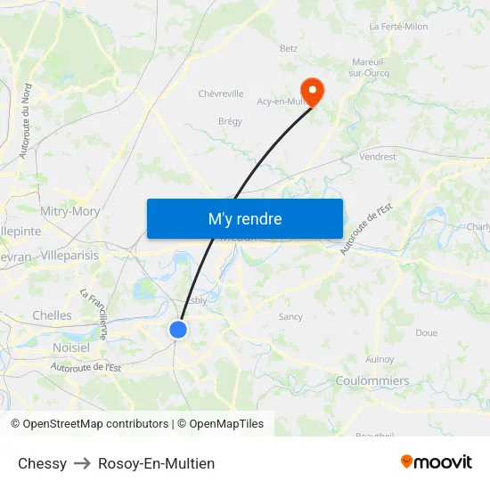 Chessy to Rosoy-En-Multien map