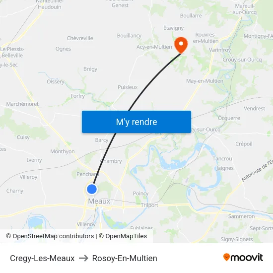 Cregy-Les-Meaux to Rosoy-En-Multien map