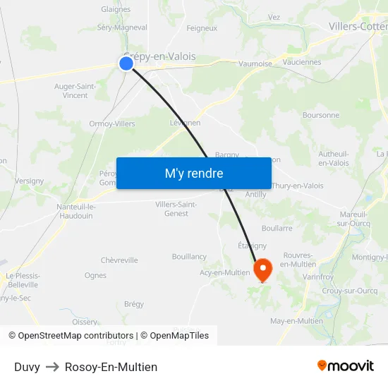 Duvy to Rosoy-En-Multien map