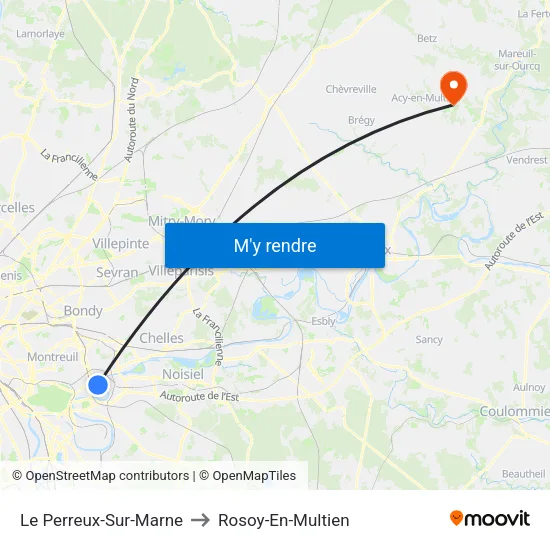 Le Perreux-Sur-Marne to Rosoy-En-Multien map
