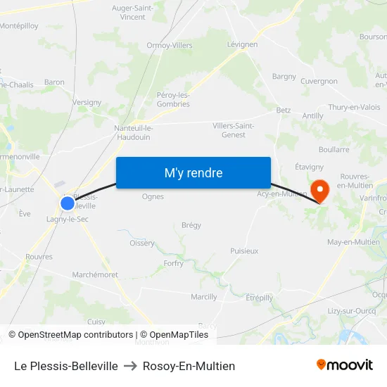 Le Plessis-Belleville to Rosoy-En-Multien map