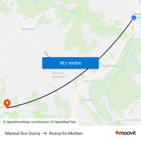 Mareuil-Sur-Ourcq to Rosoy-En-Multien map